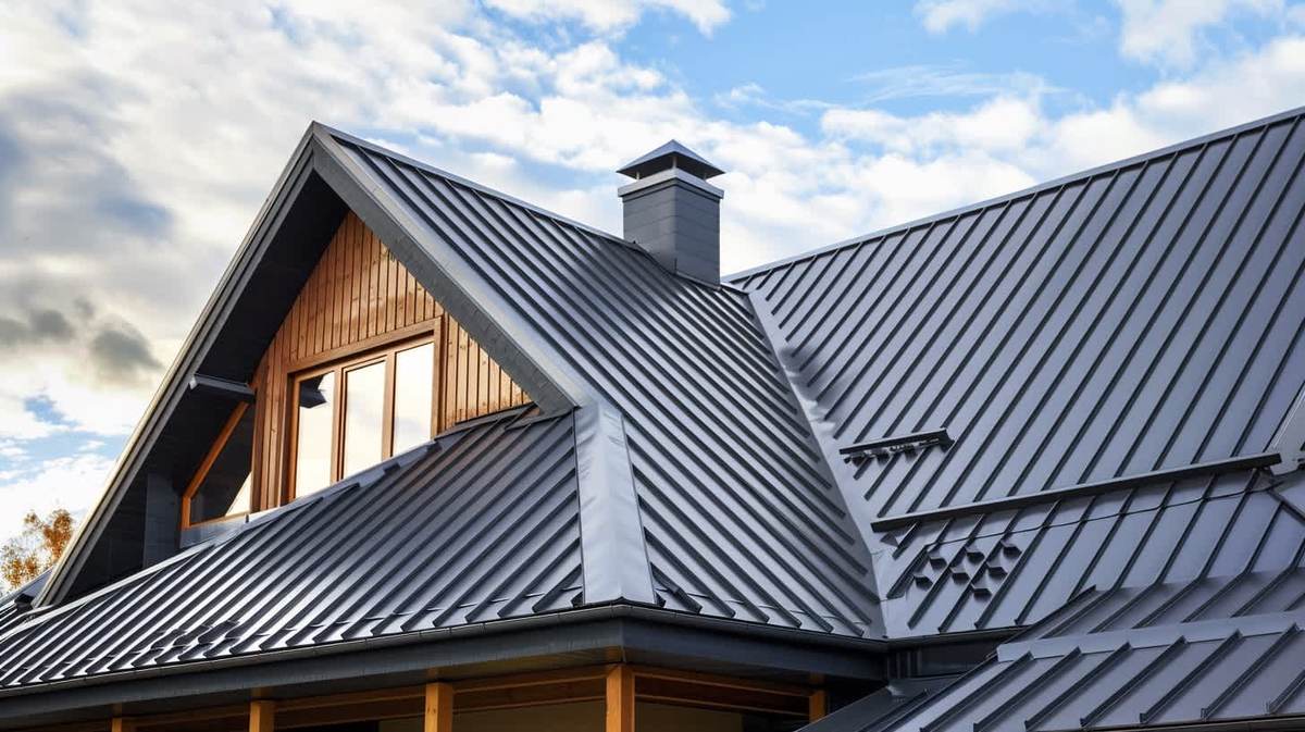 Çiğli EPDM Kauçuk Çatı – antrasit kenet sistem metal çatıyla kaplanmış müstakil ev